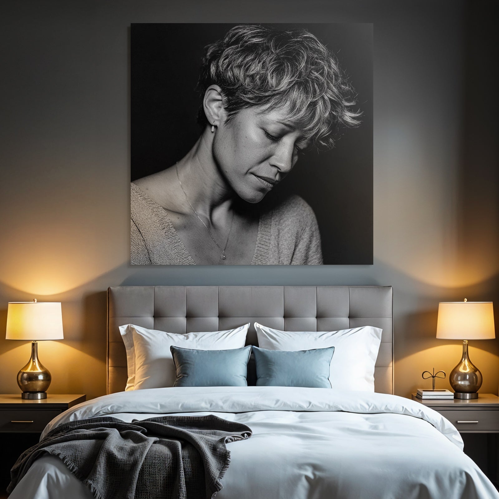 Portrait Einer Frau Mit Kurzen Locken