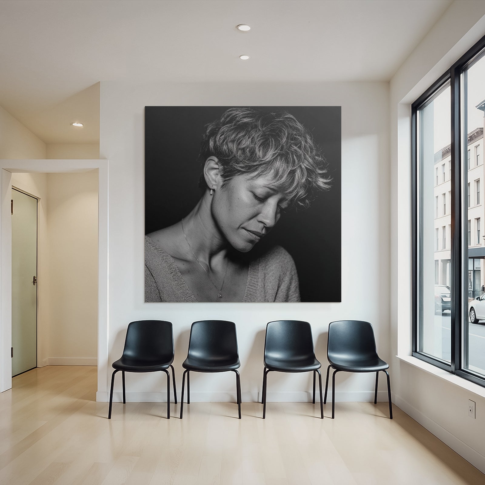 Portrait Einer Frau Mit Kurzen Locken