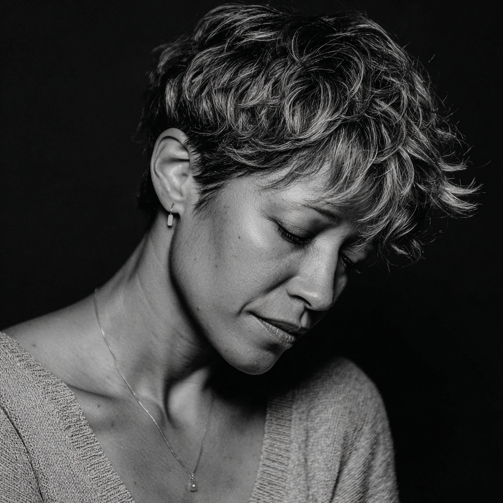 Portrait Einer Frau Mit Kurzen Locken | Portraets | Menschen und Emotionen
