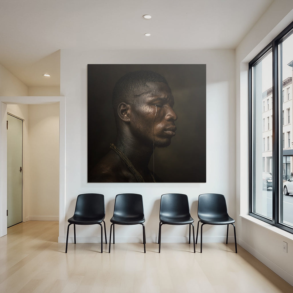 Portrait Eines Mannes Mit Ernster Miene Dramatische Beleuchtung