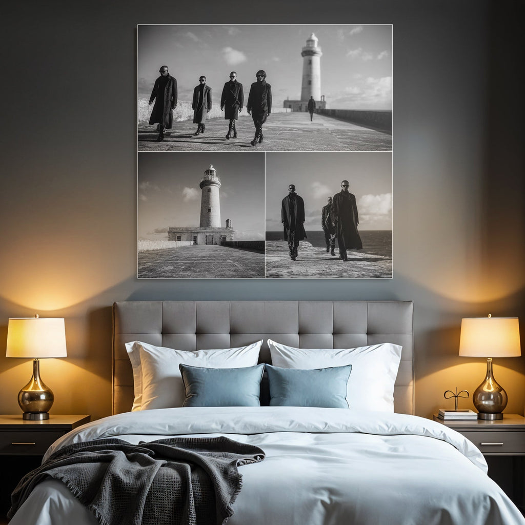 Schwarz Und Weiss Fotografien Von Vier Personen Am Leuchtturm Pfad