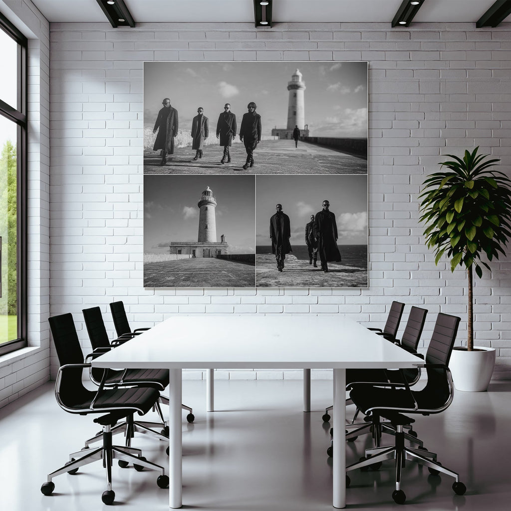 Schwarz Und Weiss Fotografien Von Vier Personen Am Leuchtturm Pfad