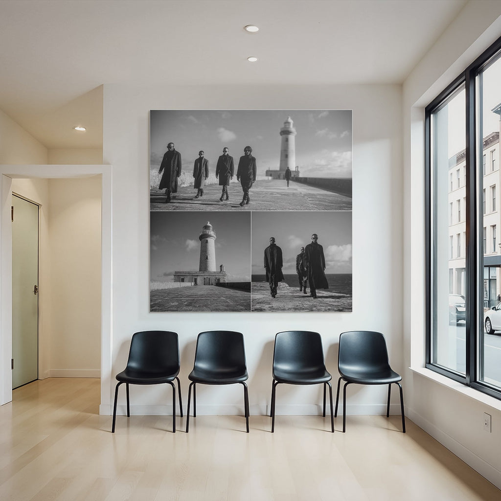 Schwarz Und Weiss Fotografien Von Vier Personen Am Leuchtturm Pfad