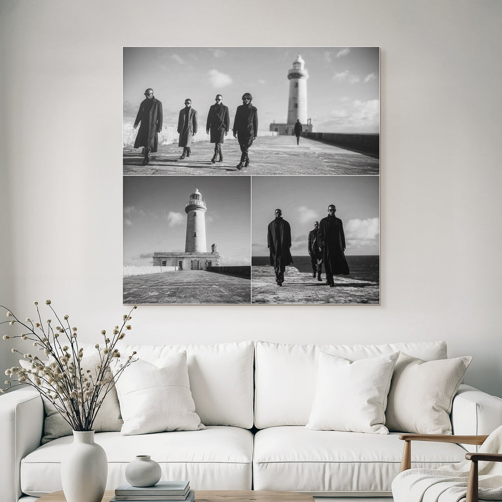 Schwarz Und Weiss Fotografien Von Vier Personen Am Leuchtturm Pfad