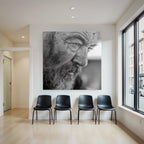 Wettergezeichneter Mann Portrait Mit Ernster Miene