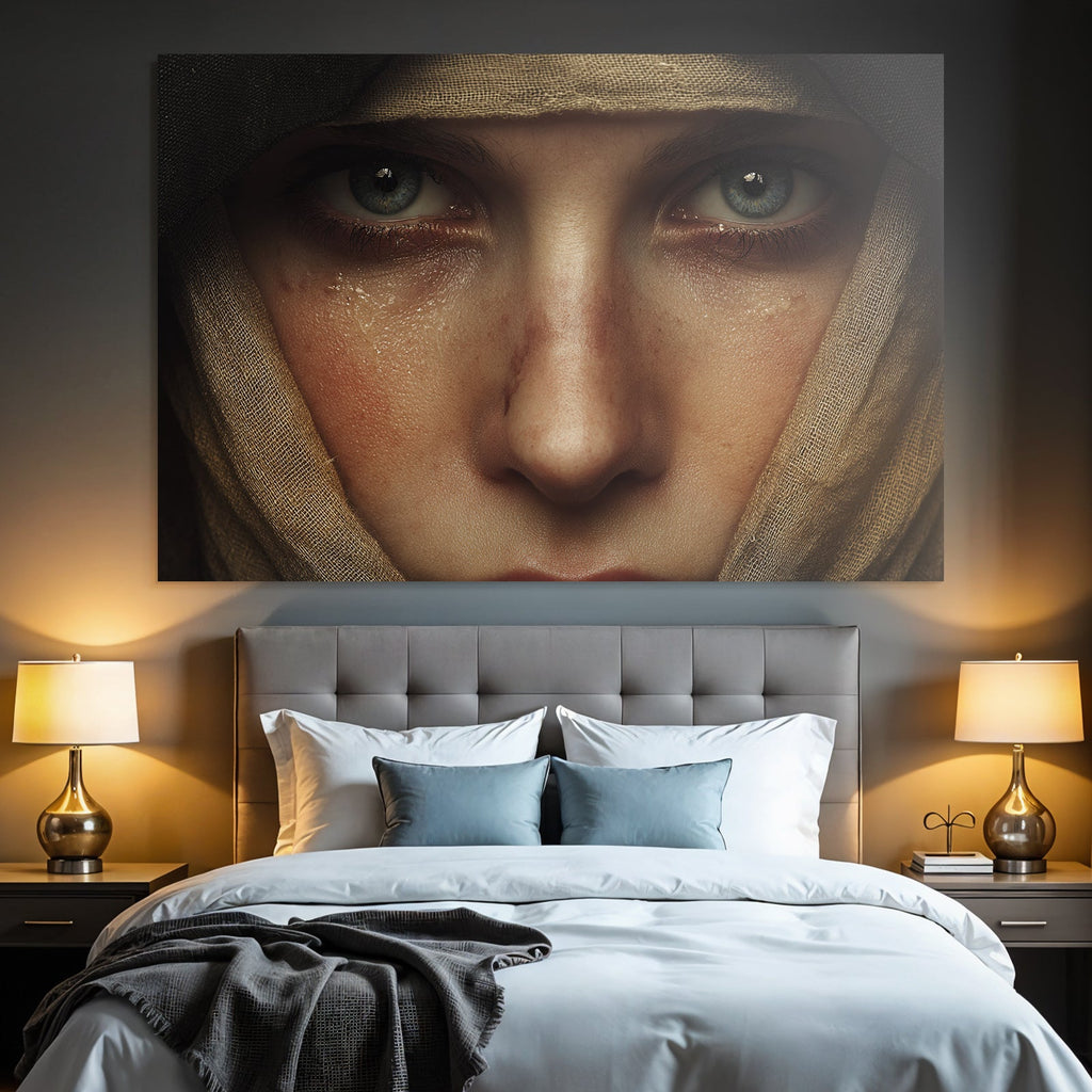 Nahaufnahme Portrait Einer Person Mit Eindrucksvollen Merkmalen