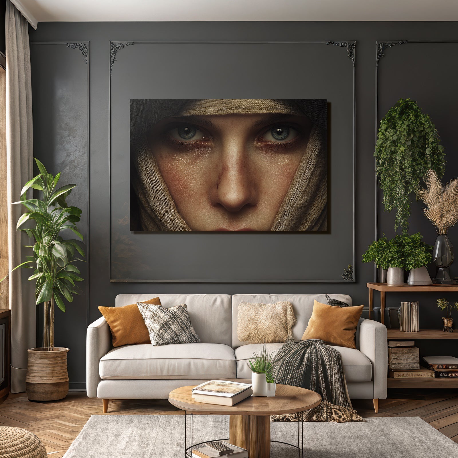 Nahaufnahme Portrait Einer Person Mit Eindrucksvollen Merkmalen