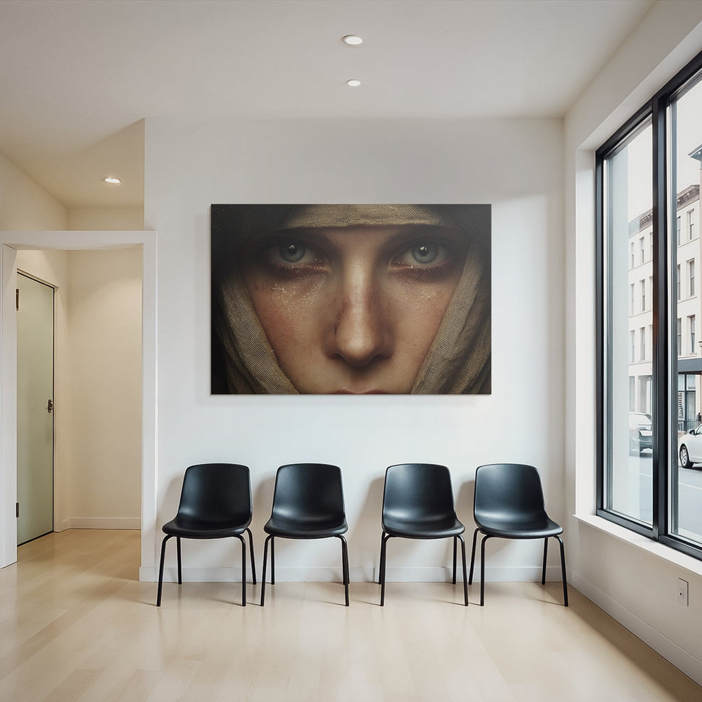 Nahaufnahme Portrait Einer Person Mit Eindrucksvollen Merkmalen