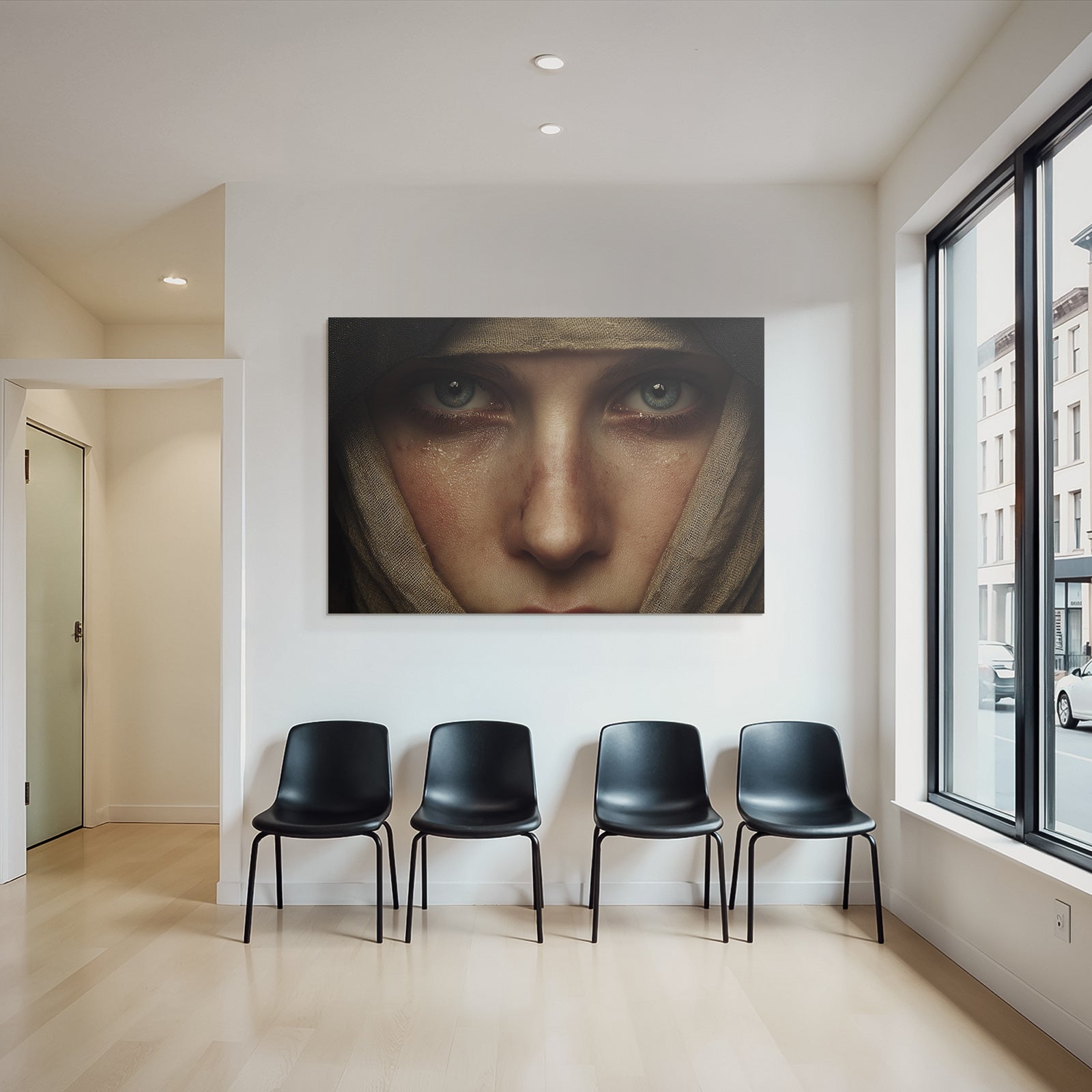 Nahaufnahme Portrait Einer Person Mit Eindrucksvollen Merkmalen