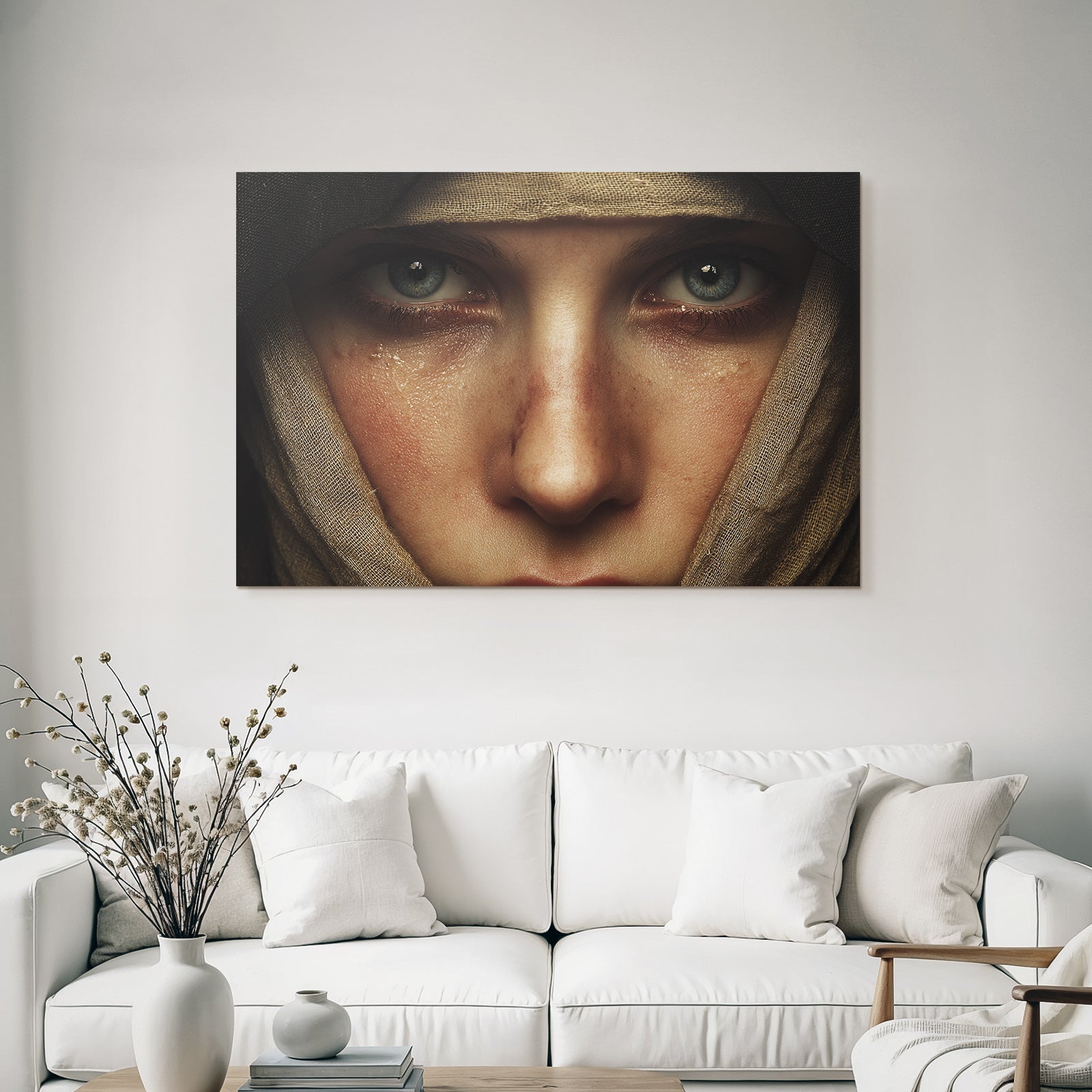 Nahaufnahme Portrait Einer Person Mit Eindrucksvollen Merkmalen