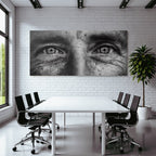 Nahaufnahme Von Augen Einer Person In Schwarz Weiss Mit Hautdetails
