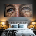 Nahaufnahme Von Augen Und Haut Mit Freckles Und Falten
