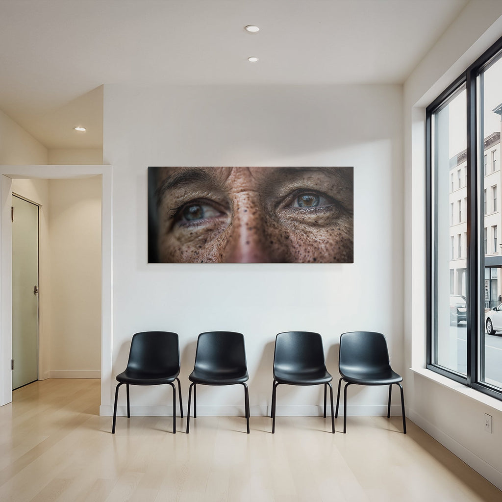Nahaufnahme Von Augen Und Haut Mit Freckles Und Falten