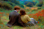 Friedliche Momente Im Blumenfeld Impressionismus | Portraets | Menschen und Emotionen