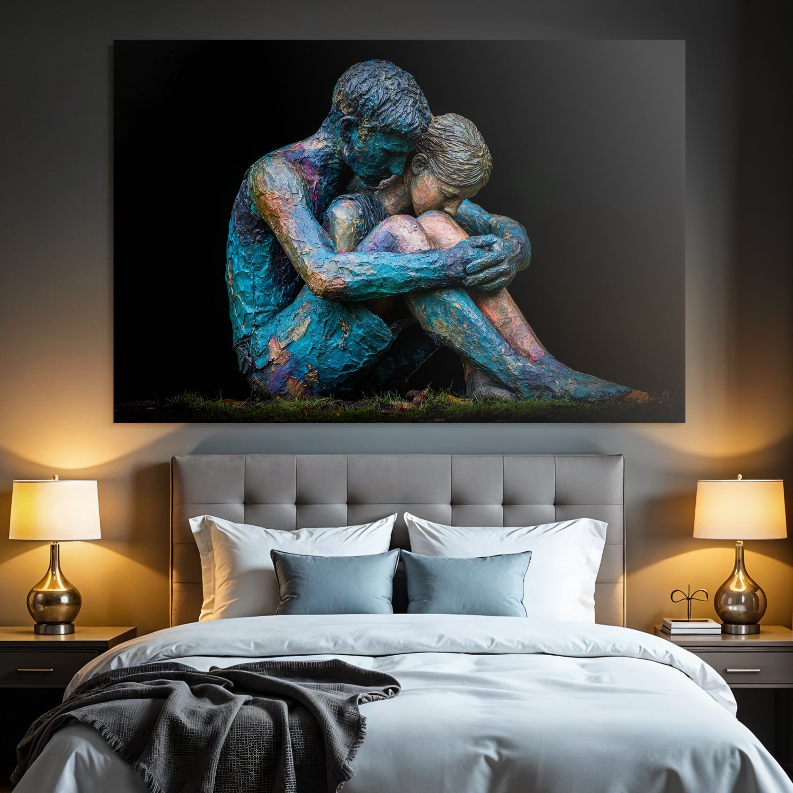 Intimität Und Unterstützung Skulptur Mann Und Frau