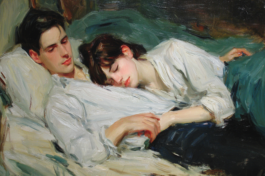 Junges Paar Impressionistische Malerei Intimität Und Ruhelosigkeit | Portraets | Menschen und Emotionen