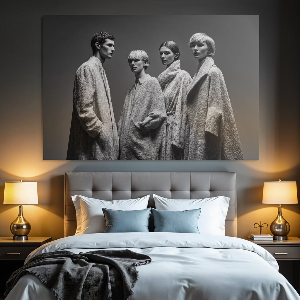 Modefotografie Monochrom Vier Modelle Modische Outfits