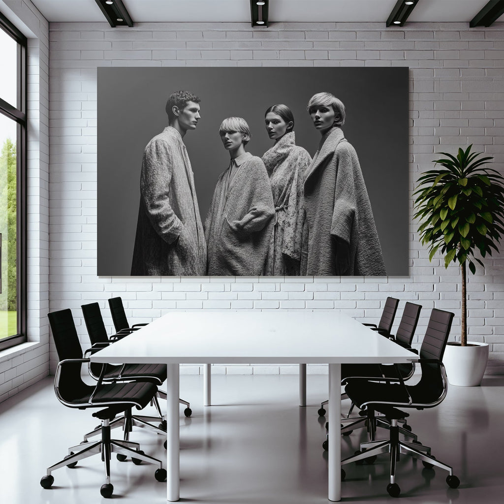 Modefotografie Monochrom Vier Modelle Modische Outfits