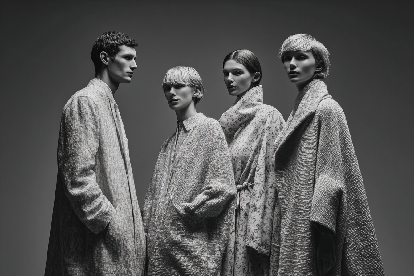 Modefotografie Monochrom Vier Modelle Modische Outfits | Portraets | Menschen und Emotionen