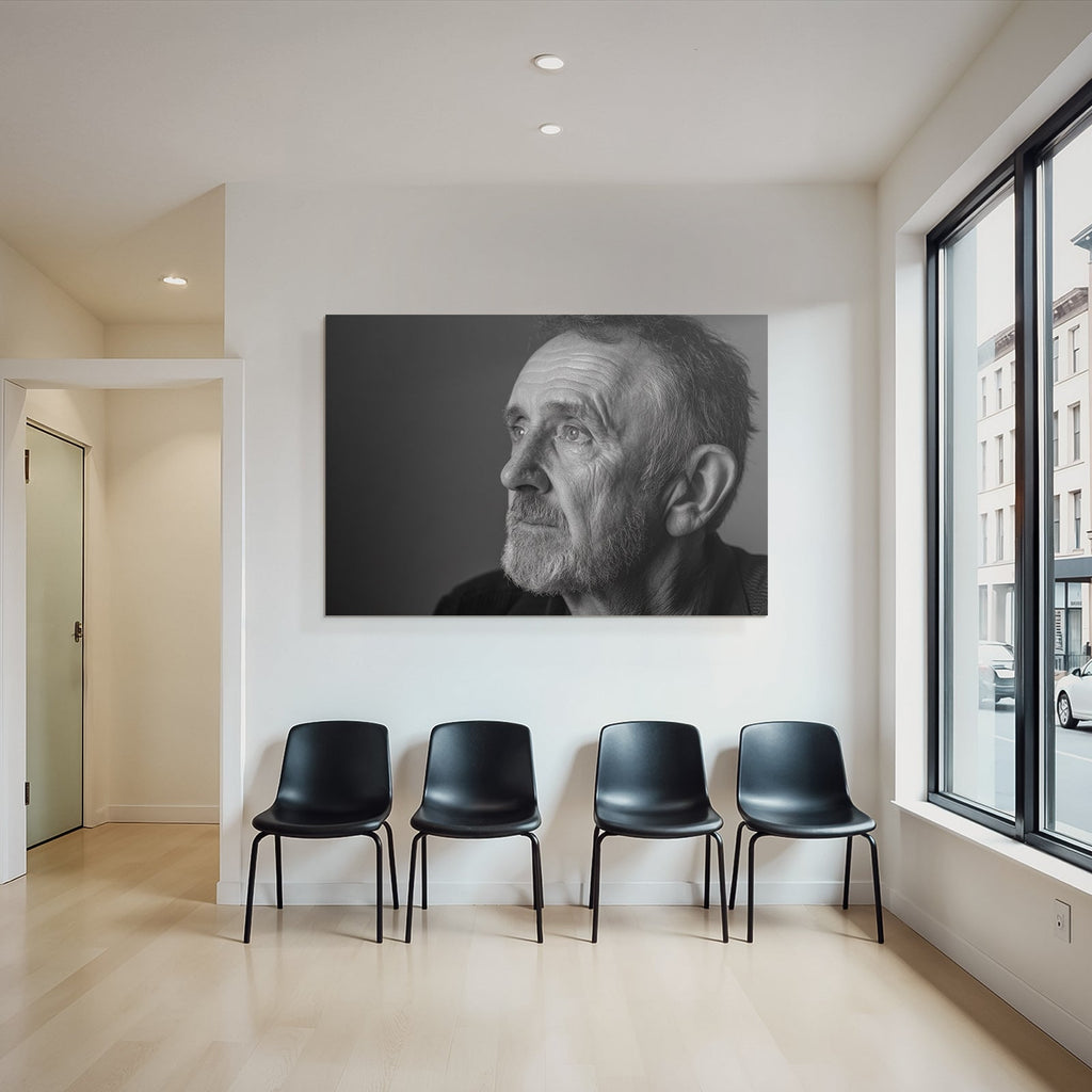 Nachdenkliches Portrait Eines Älteren Mannes In Schwarz Weiss