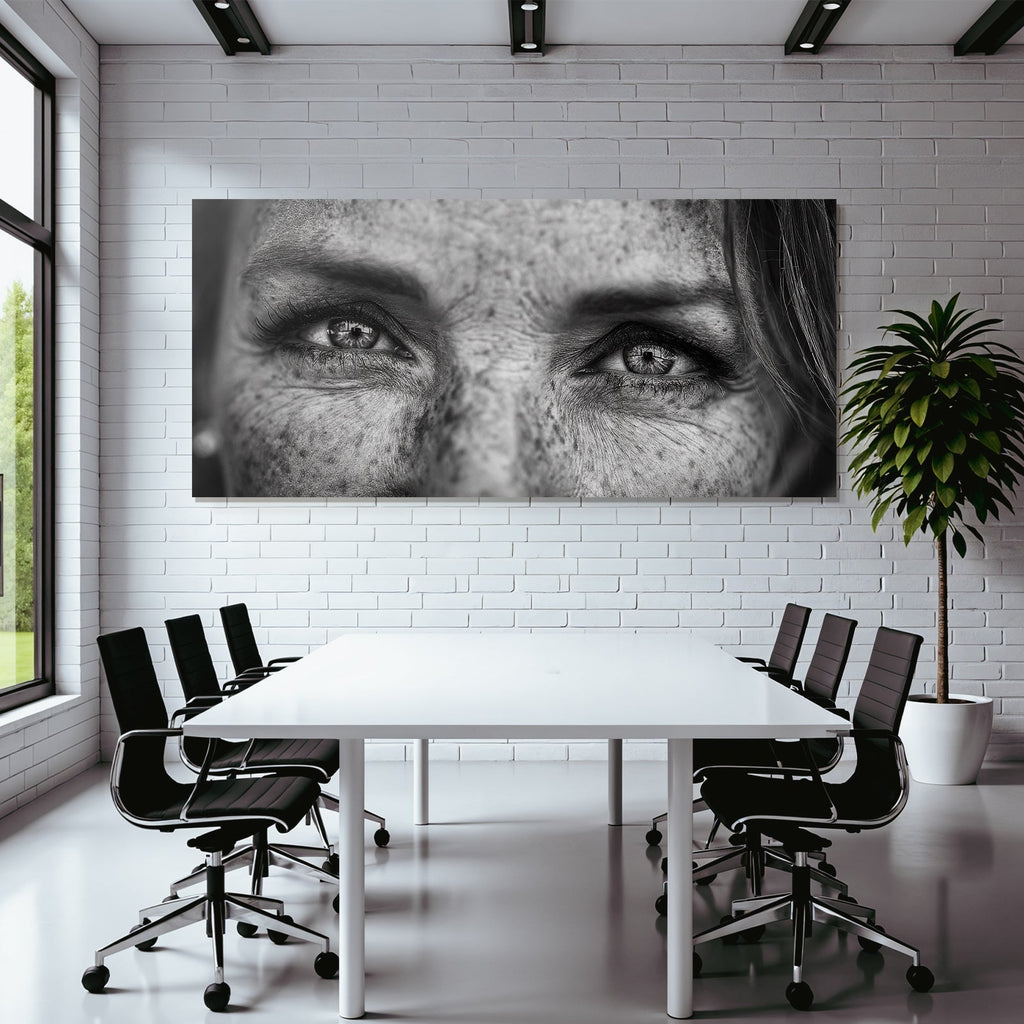 Nahaufnahme Der Augen In Schwarz Und Weiss