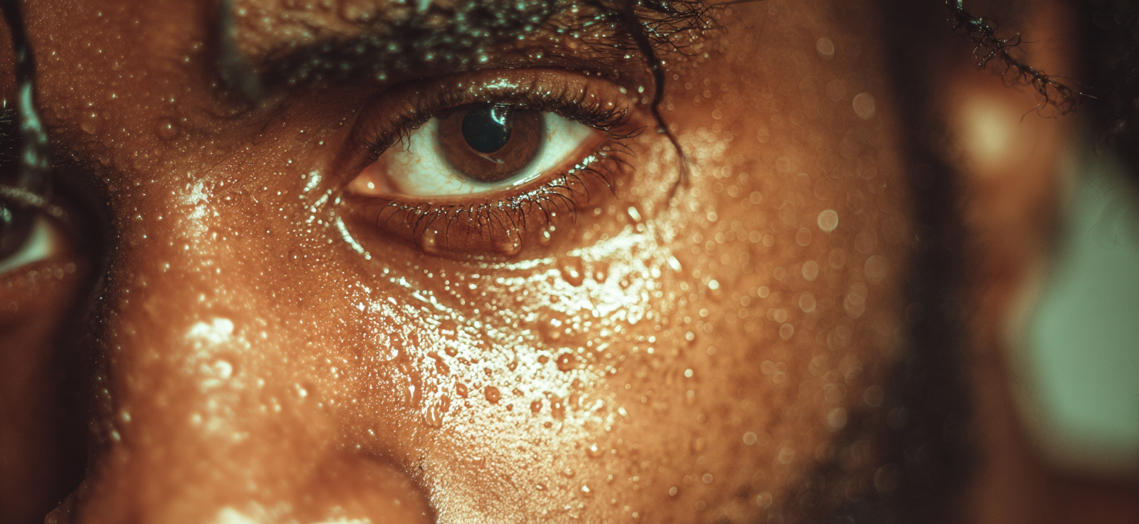 Nahaufnahme Eines Auges Mit Wassertropfen Detailreiche Hautstruktur | Portraets | Menschen und Emotionen