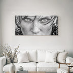 Nahaufnahme Monochrom Portrait Augen Hautflecken Emotion Stärke