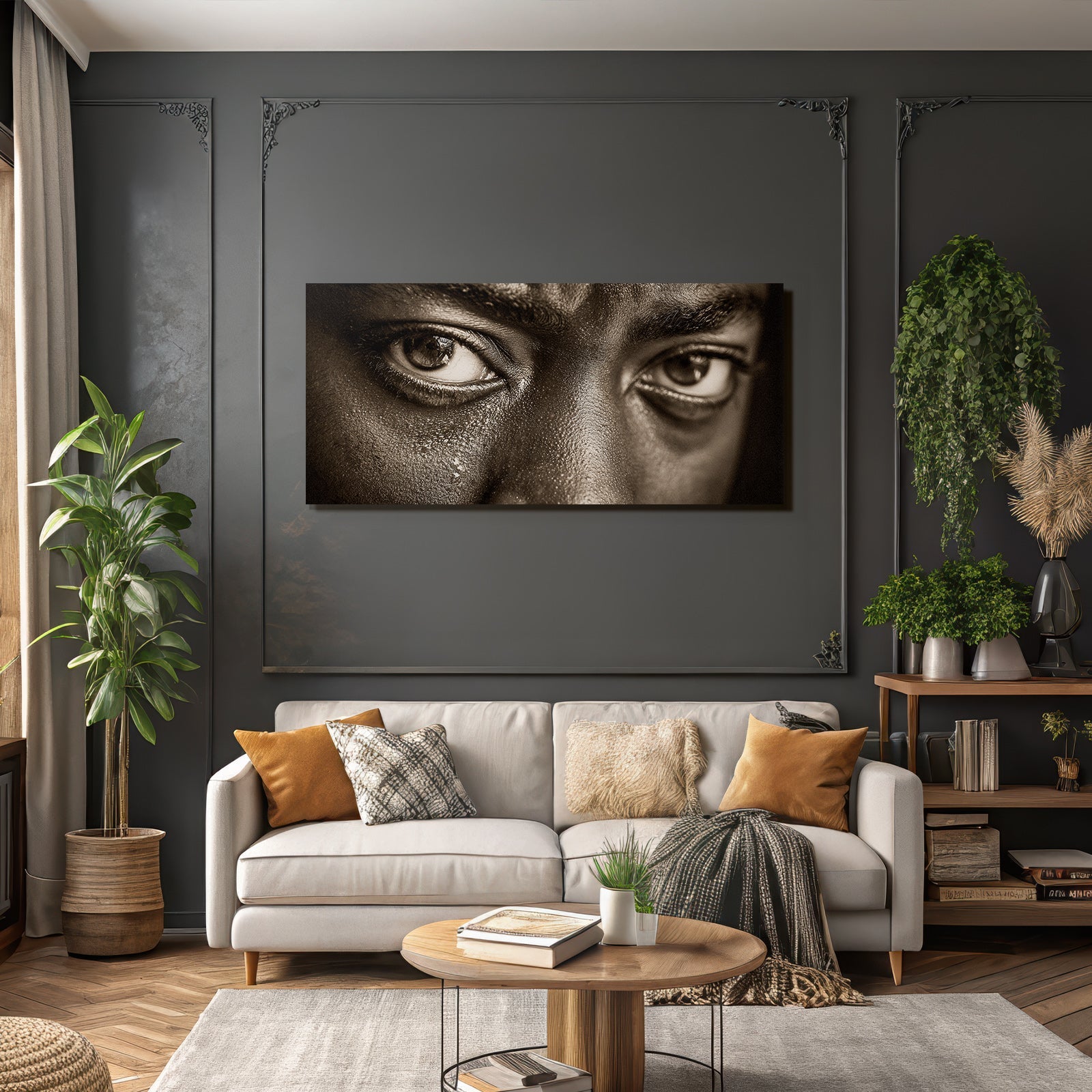 Nahaufnahme Portrait Augen Sepian Ton Vintage Ästhetik