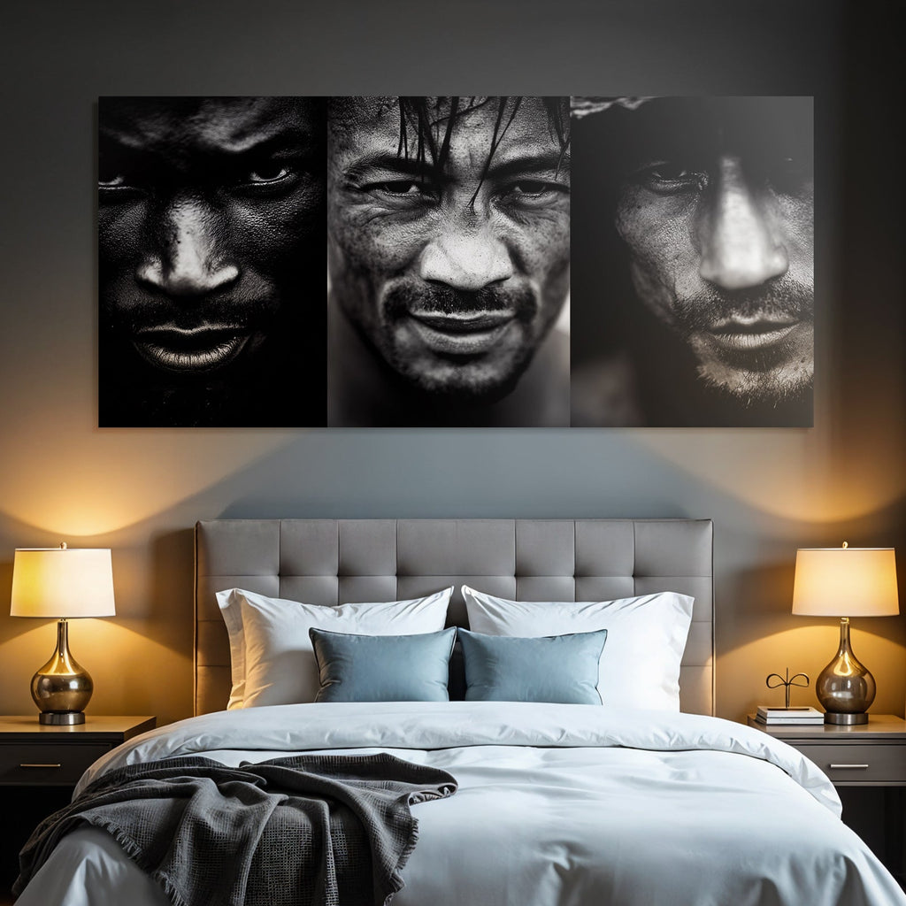 Nahe Portraits Von Männern Monochrom Intensität Und Tiefe