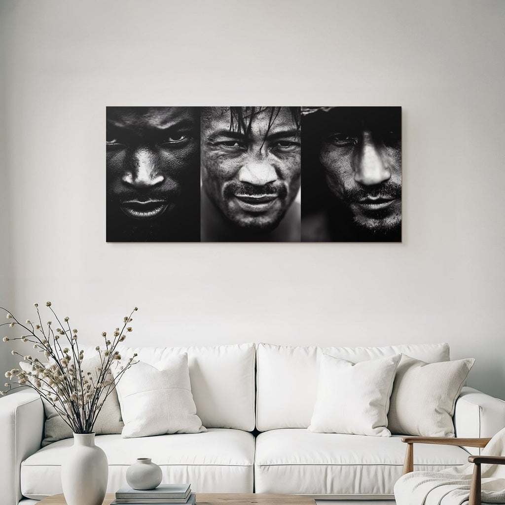 Nahe Portraits Von Männern Monochrom Intensität Und Tiefe