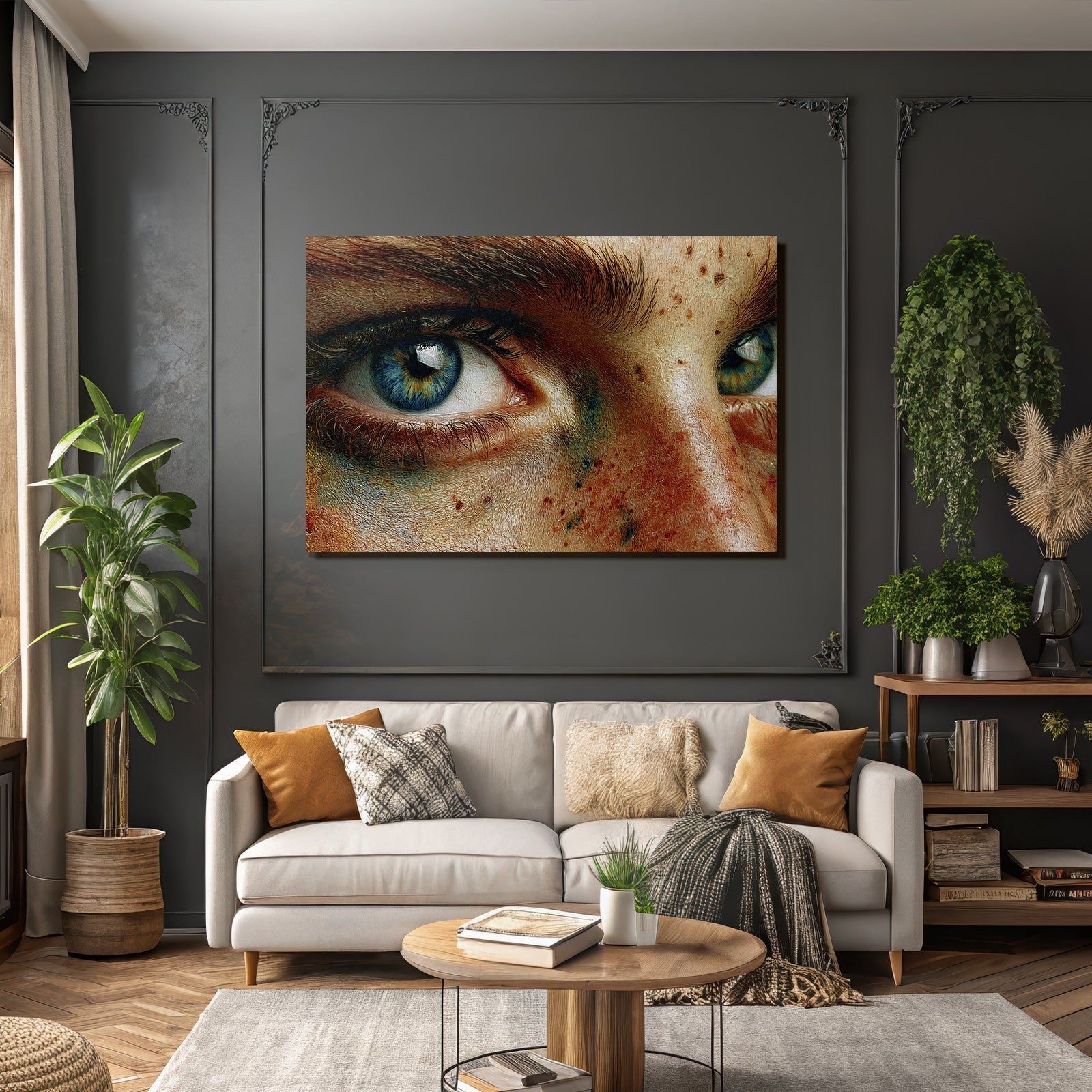 Naheaufnahme Eines Auges Iris Wimpern Und Hautdetails
