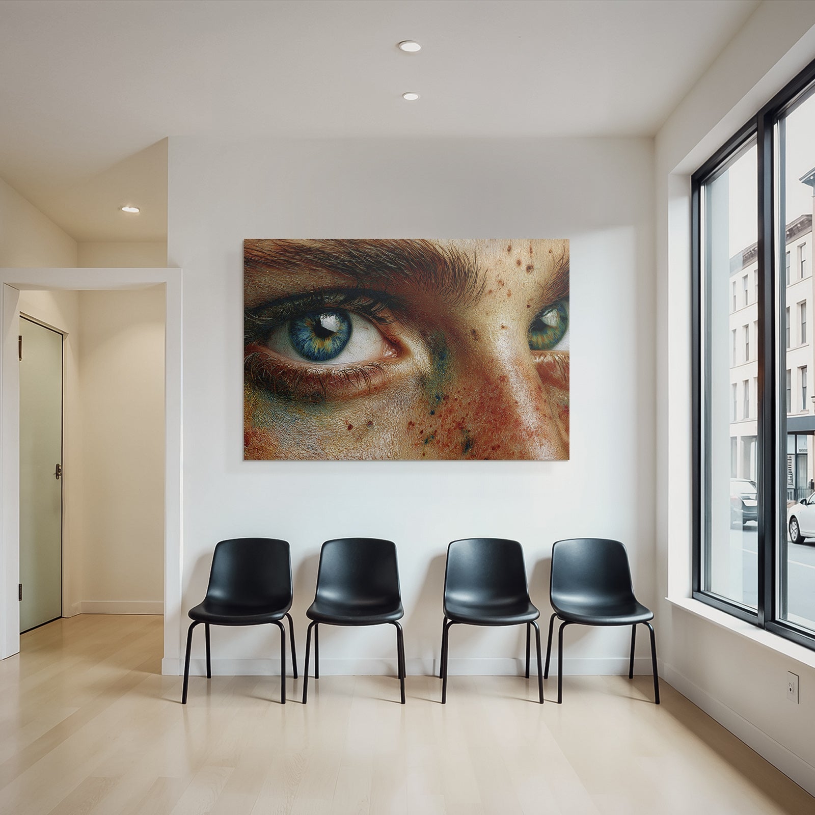 Naheaufnahme Eines Auges Iris Wimpern Und Hautdetails