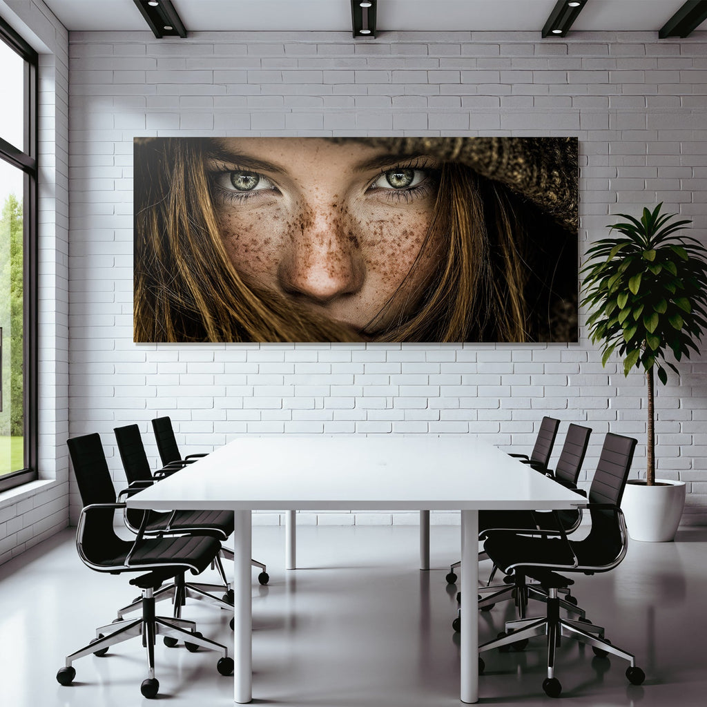 Naheaufnahme Portrait Der Person Mit Freckles Und Intensiven Augen
