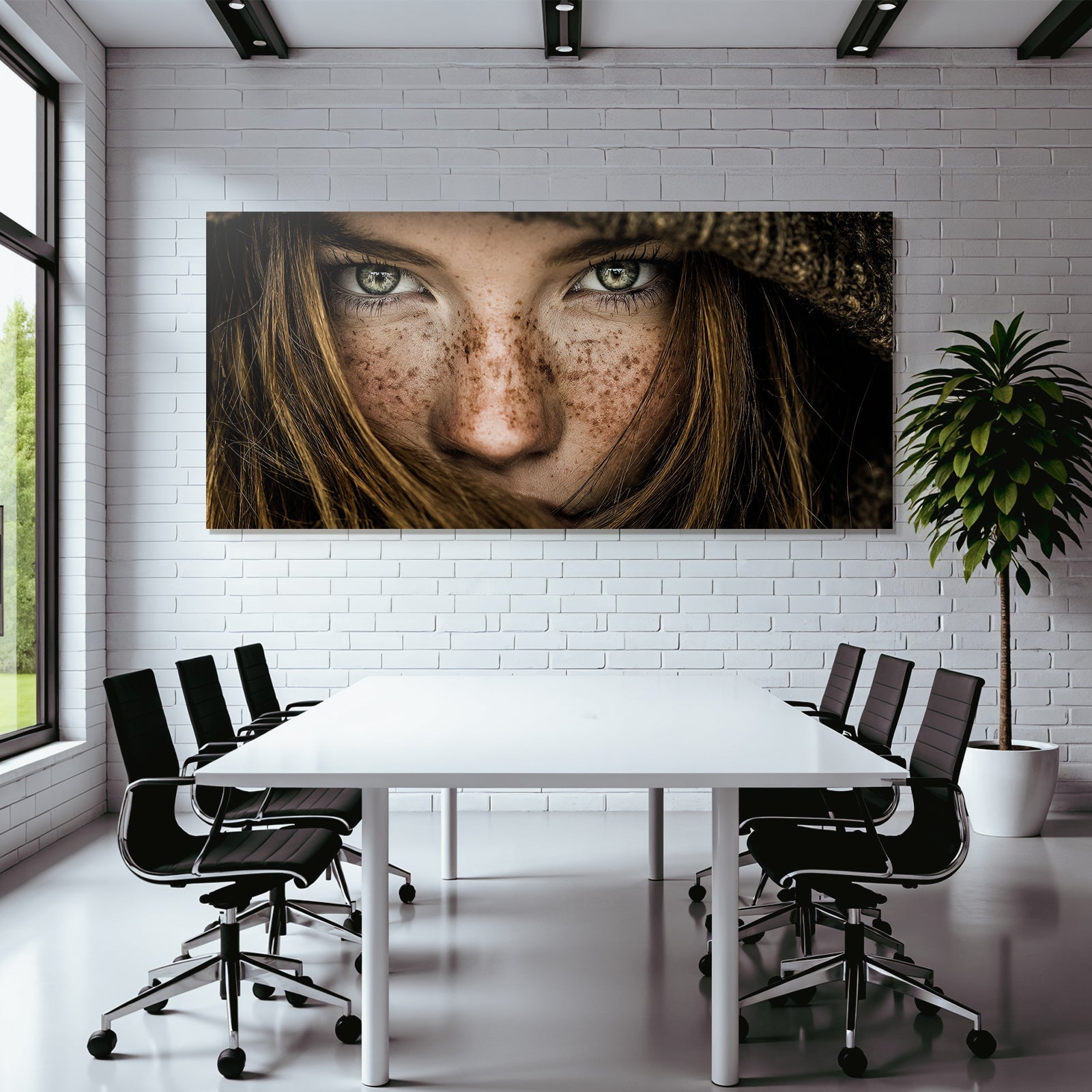 Naheaufnahme Portrait Der Person Mit Freckles Und Intensiven Augen