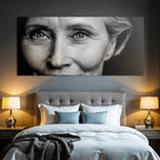 Naheaufnahme Portrait Gesicht Augen Textur Alter Weisheit