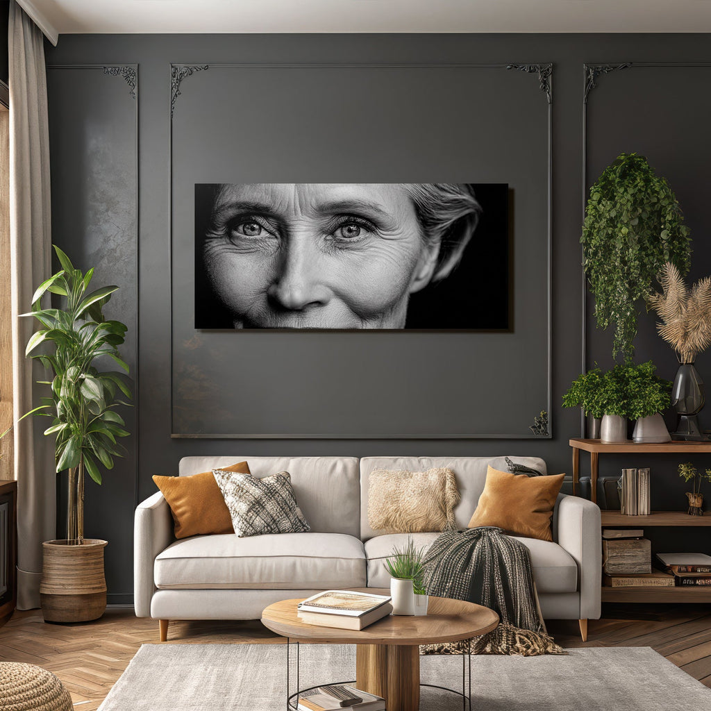 Naheaufnahme Portrait Gesicht Augen Textur Alter Weisheit