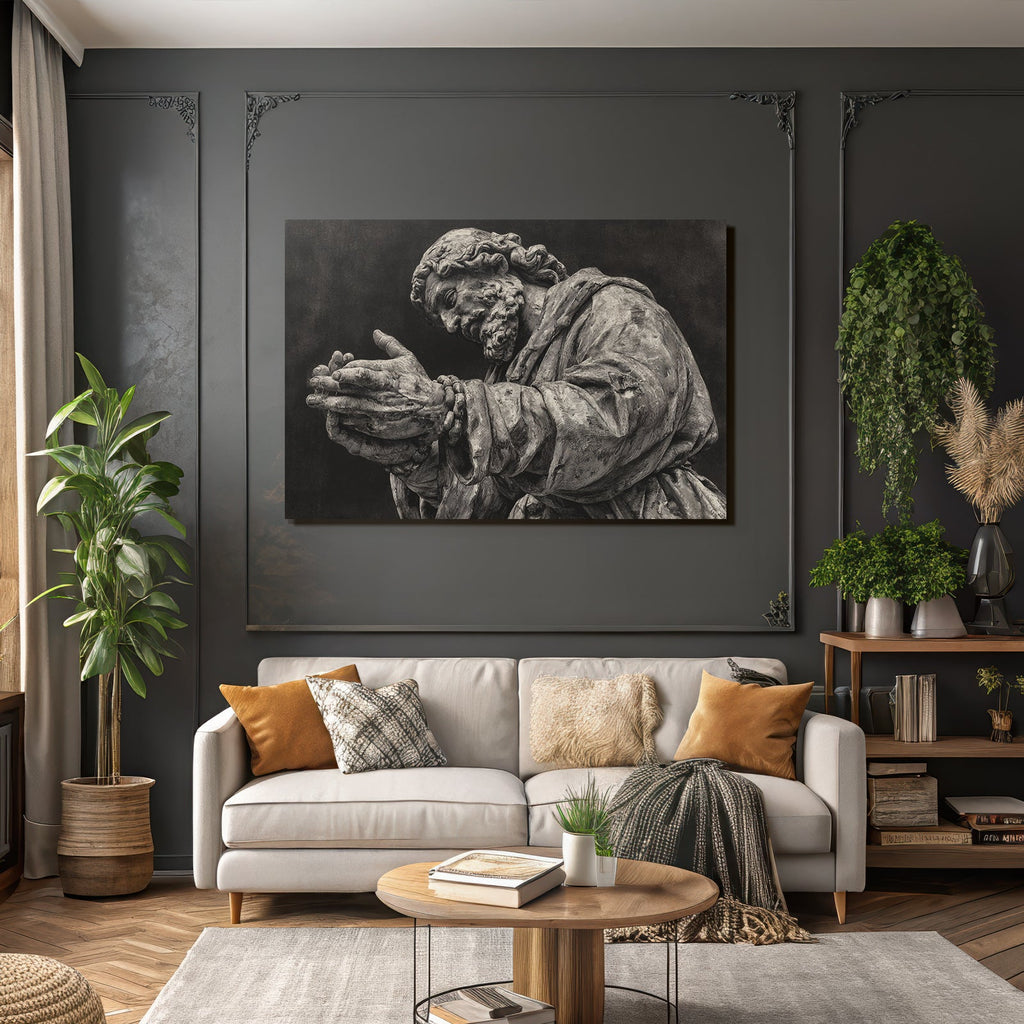 Statü Hands Clasped Religious Historical Figure Sculture Art