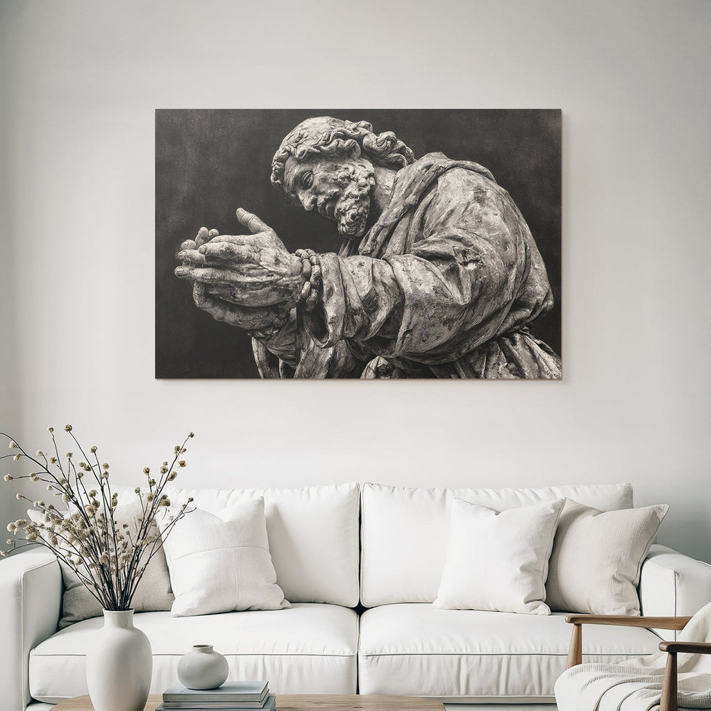 Statü Hands Clasped Religious Historical Figure Sculture Art