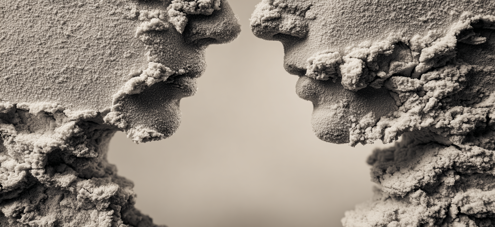Zwei Gesichter Aus Sand Textur Interaktion Abstrakt | Portraets | Menschen und Emotionen
