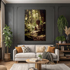 Buddha Statü Im Geduldigen Wald Mit Naturlichem Licht