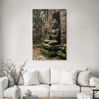 Buddha Statü Sitzend Bewegte Maür Moos Umgeben Meditation Ort