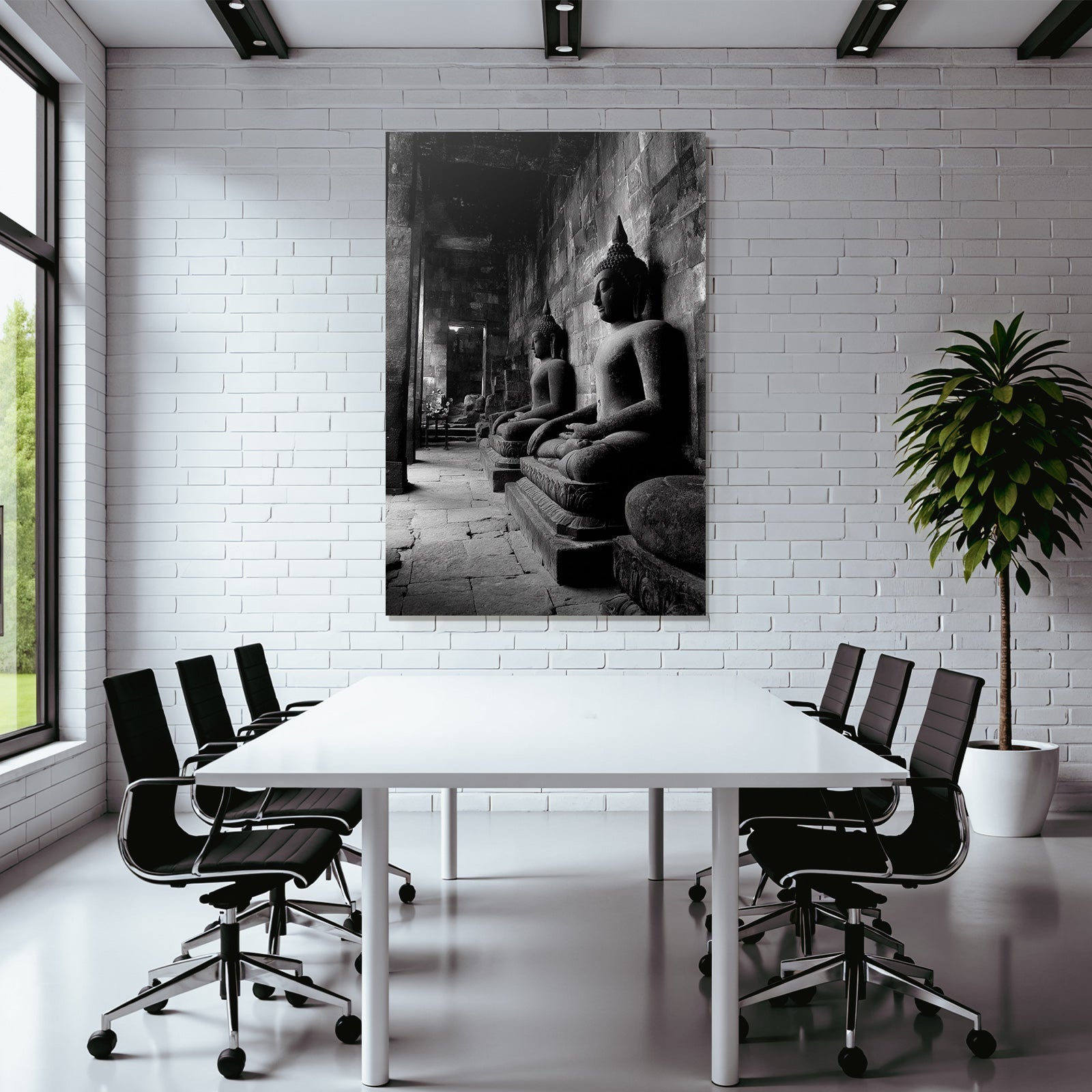 Buddha Statün In Steinerner Struktur Monochromatisch