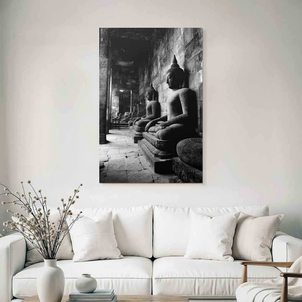 Buddha Statün In Steinerner Struktur Monochromatisch