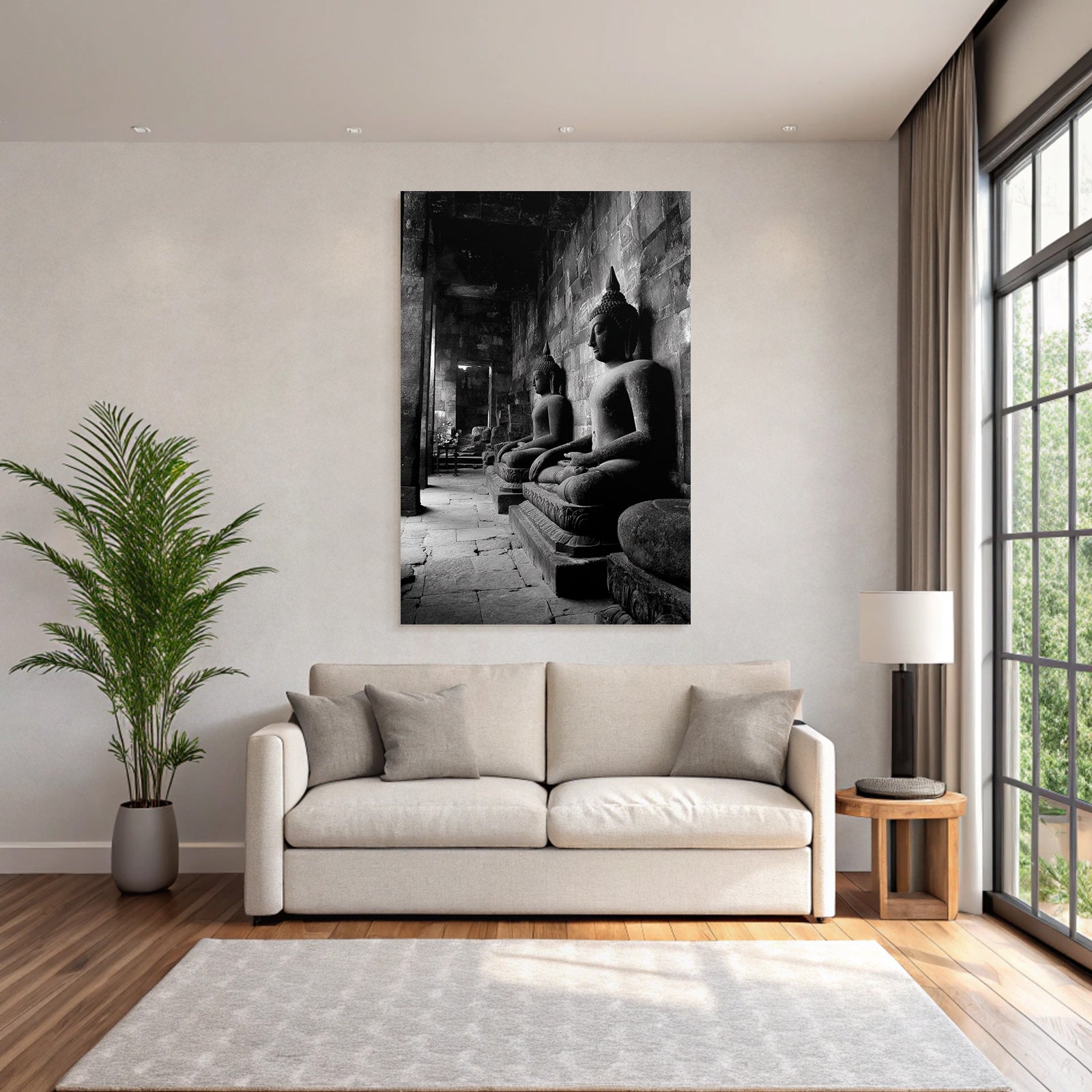 Buddha Statün In Steinerner Struktur Monochromatisch