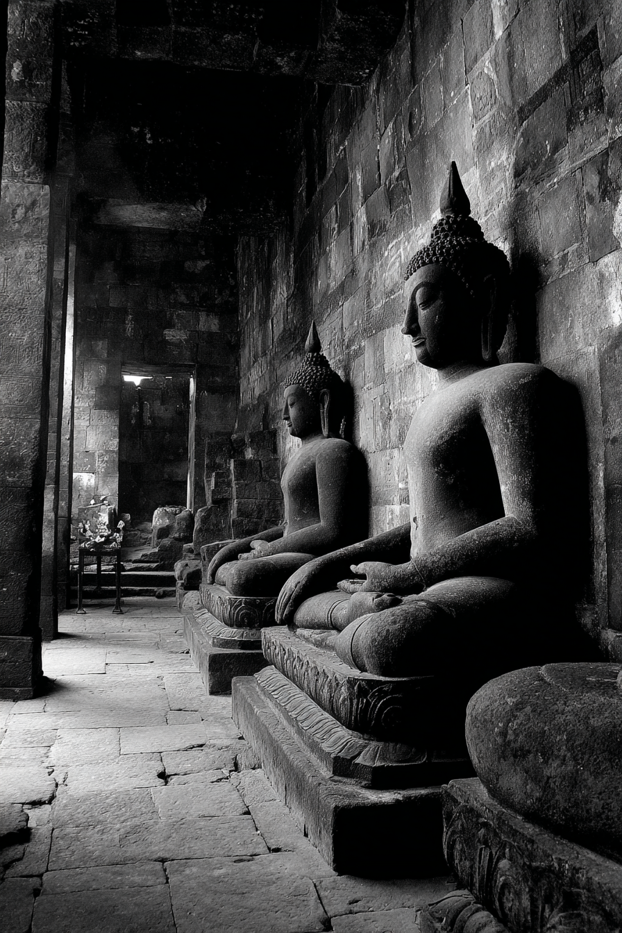 Buddha Statün In Steinerner Struktur Monochromatisch | Spirituelle Motive und Buddha | Menschen und Emotionen