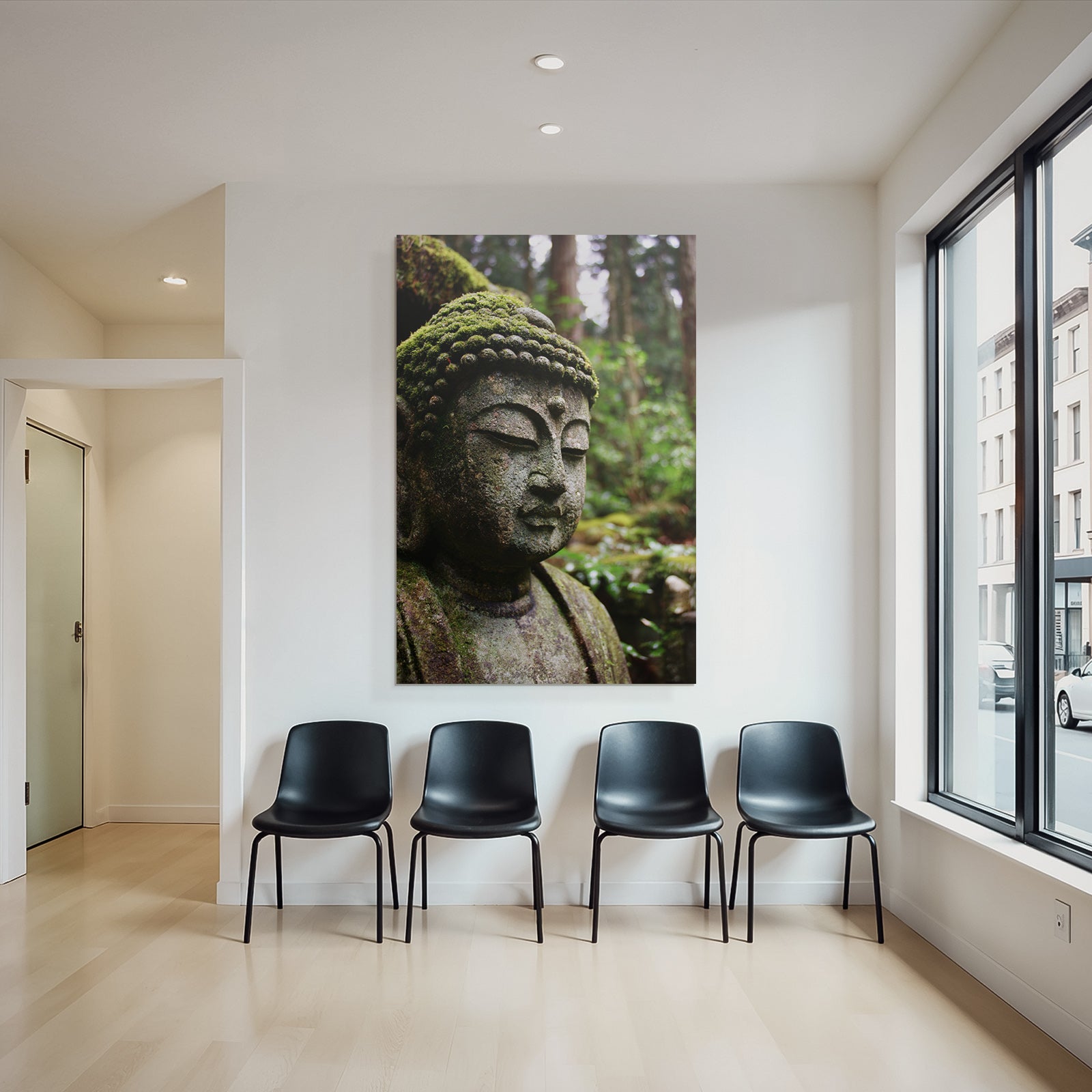 Buddhistische Statü Mit Moos In Natur Setting