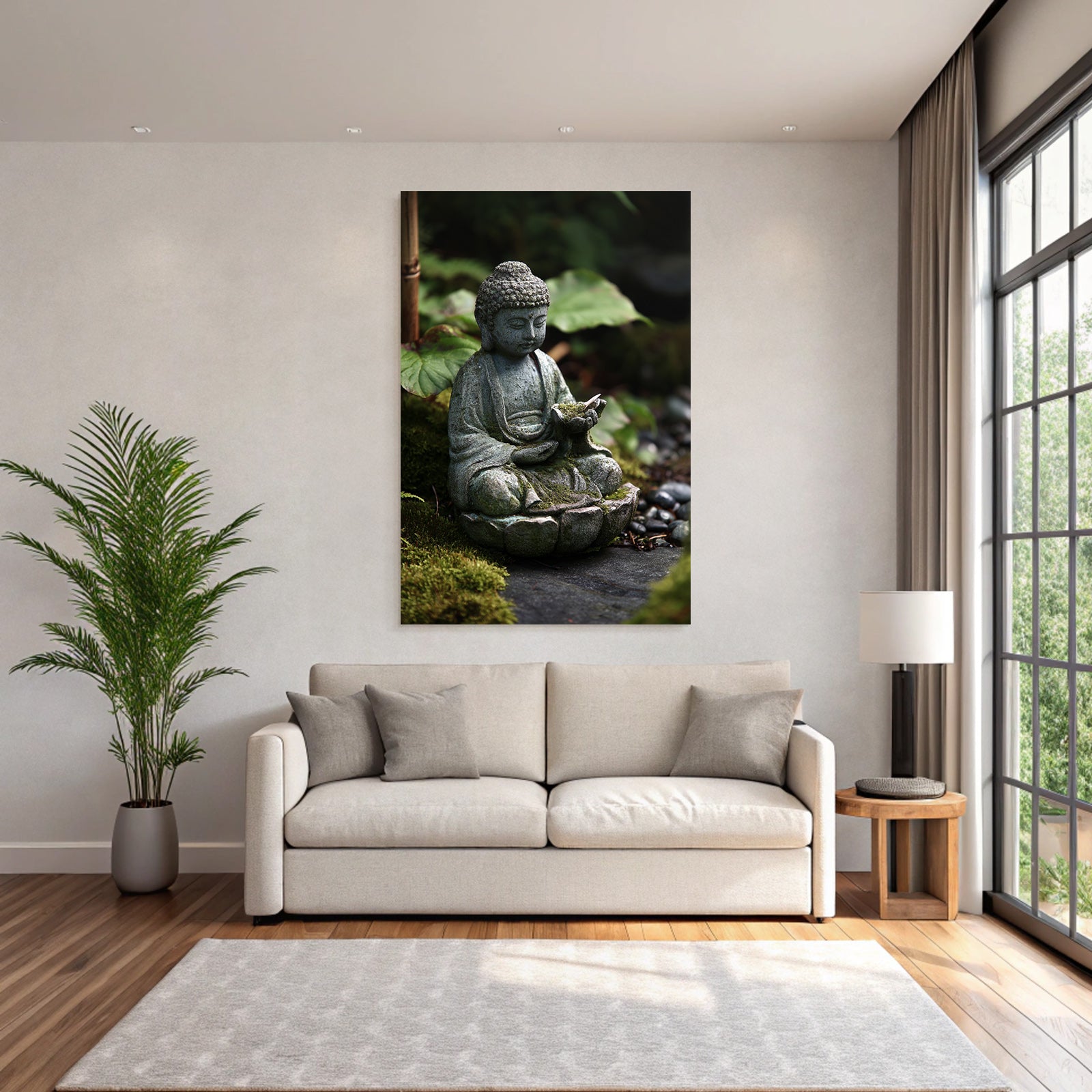 Decorative Statü Seated Figure Spirituality Garden Atmosphere