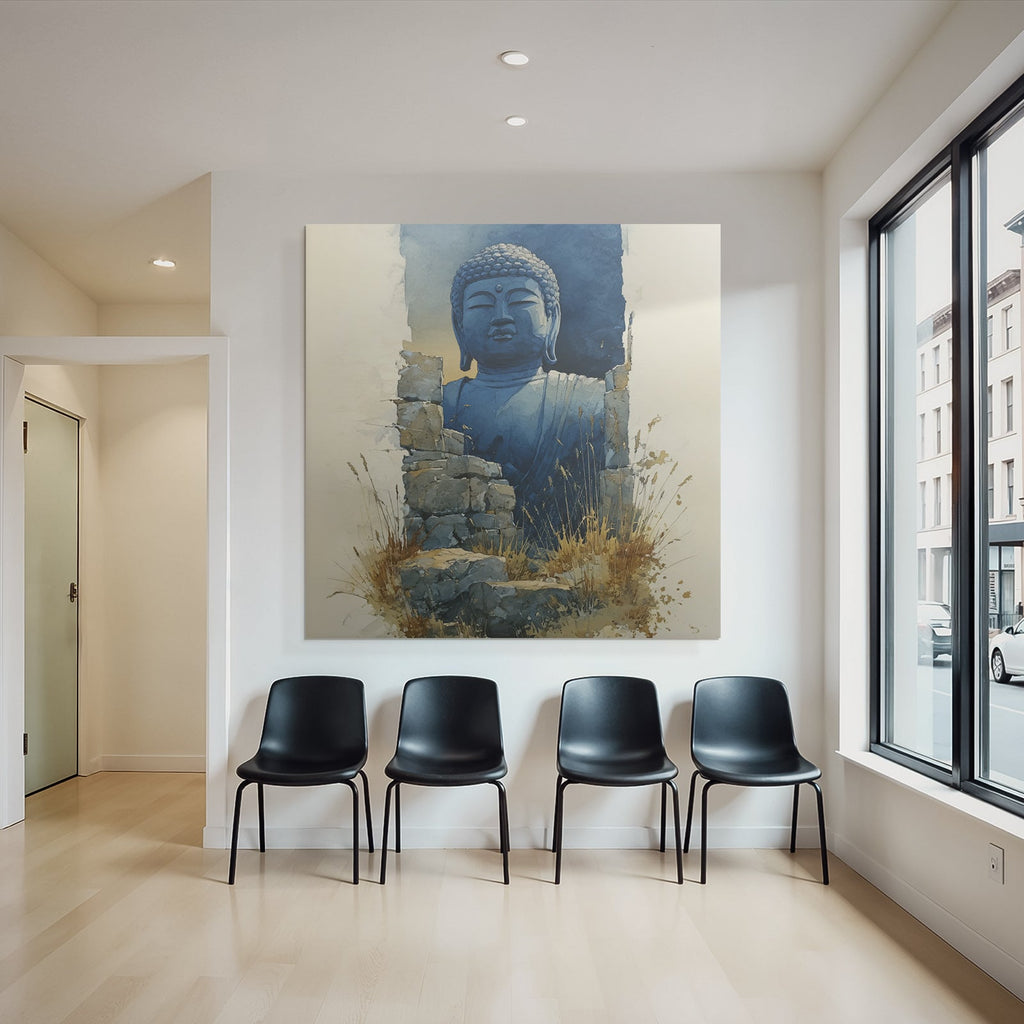 Buddha Statü Aus Alter Maür Wasserfarben Ruhe Natur Elemente
