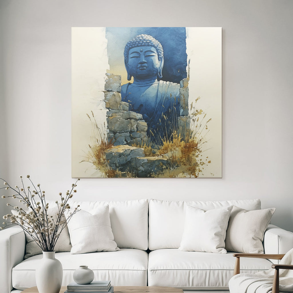 Buddha Statü Aus Alter Maür Wasserfarben Ruhe Natur Elemente