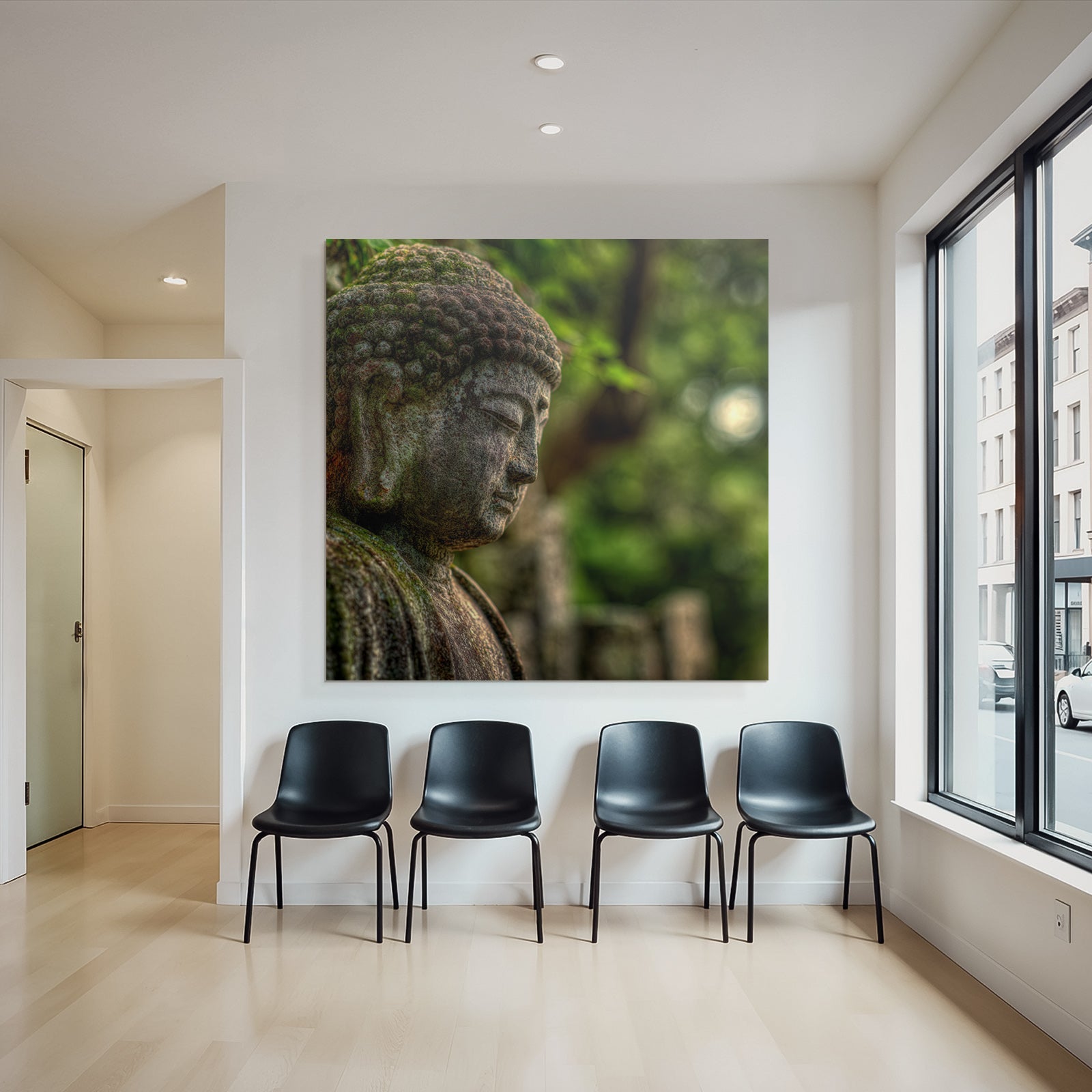 Buddha Statü Im Grünen Mit Alterung Und Ausdrucksstärke
